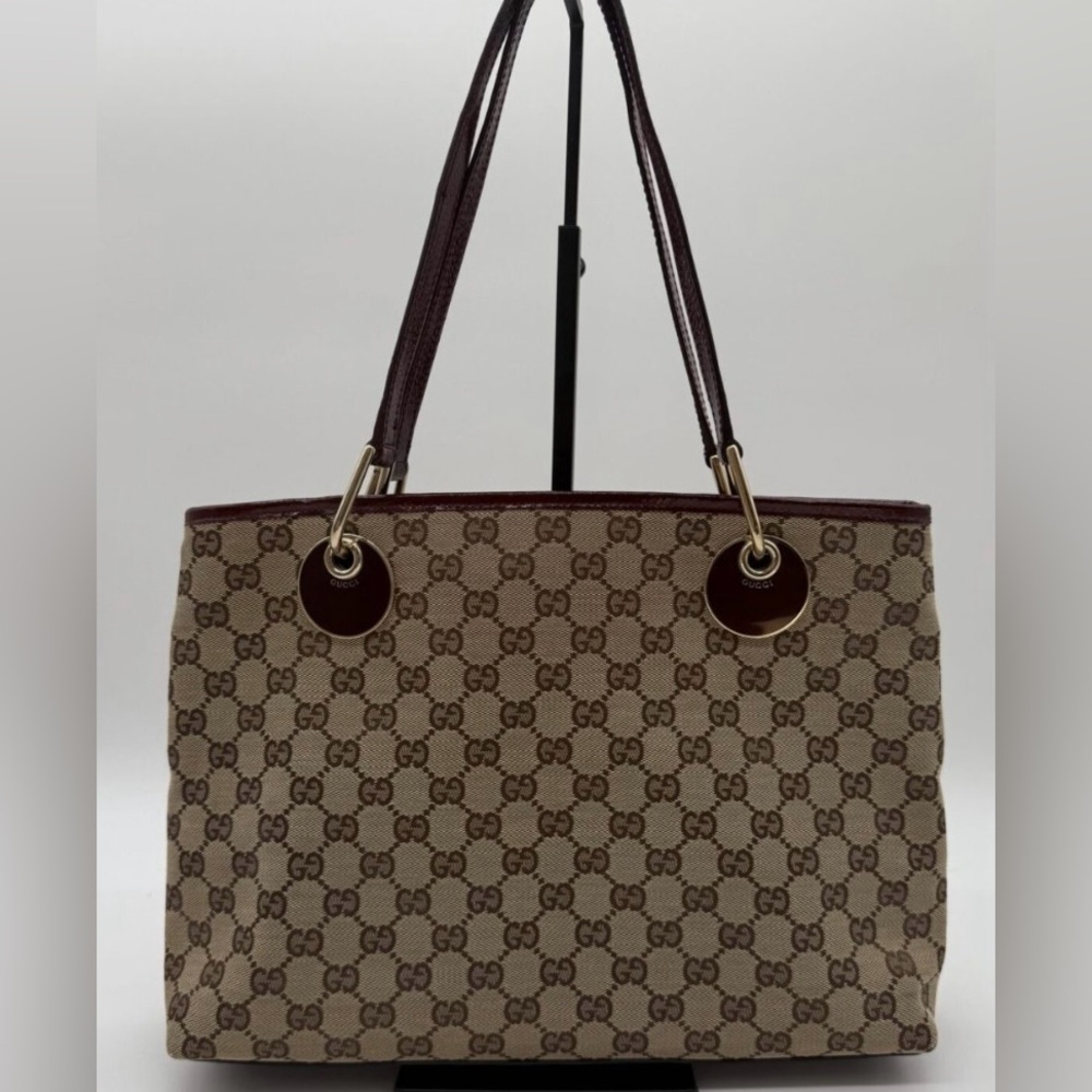 Gucci Beige and Brown Monogram Eclipse Tote